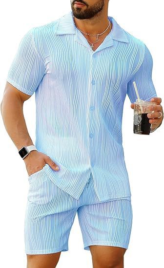Street Fashion In China - Men's 2 Piece Outfits Short Sleeve