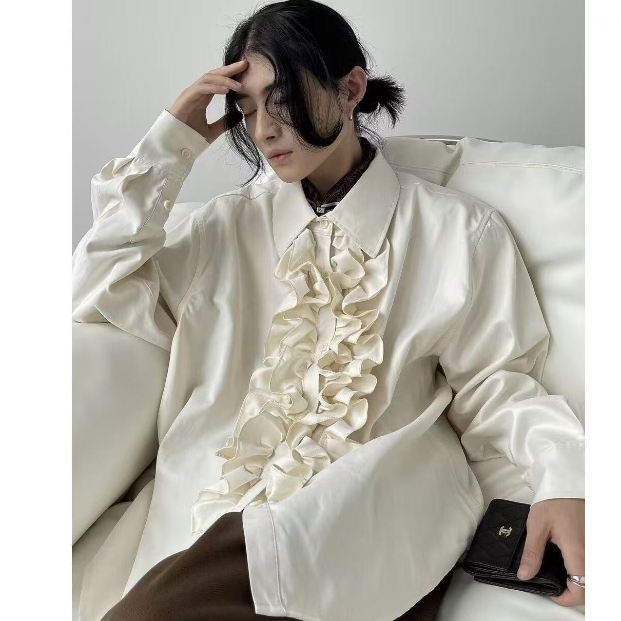 Street Fashion In Chinese - Niche Bisex Lotus Edge Tops New