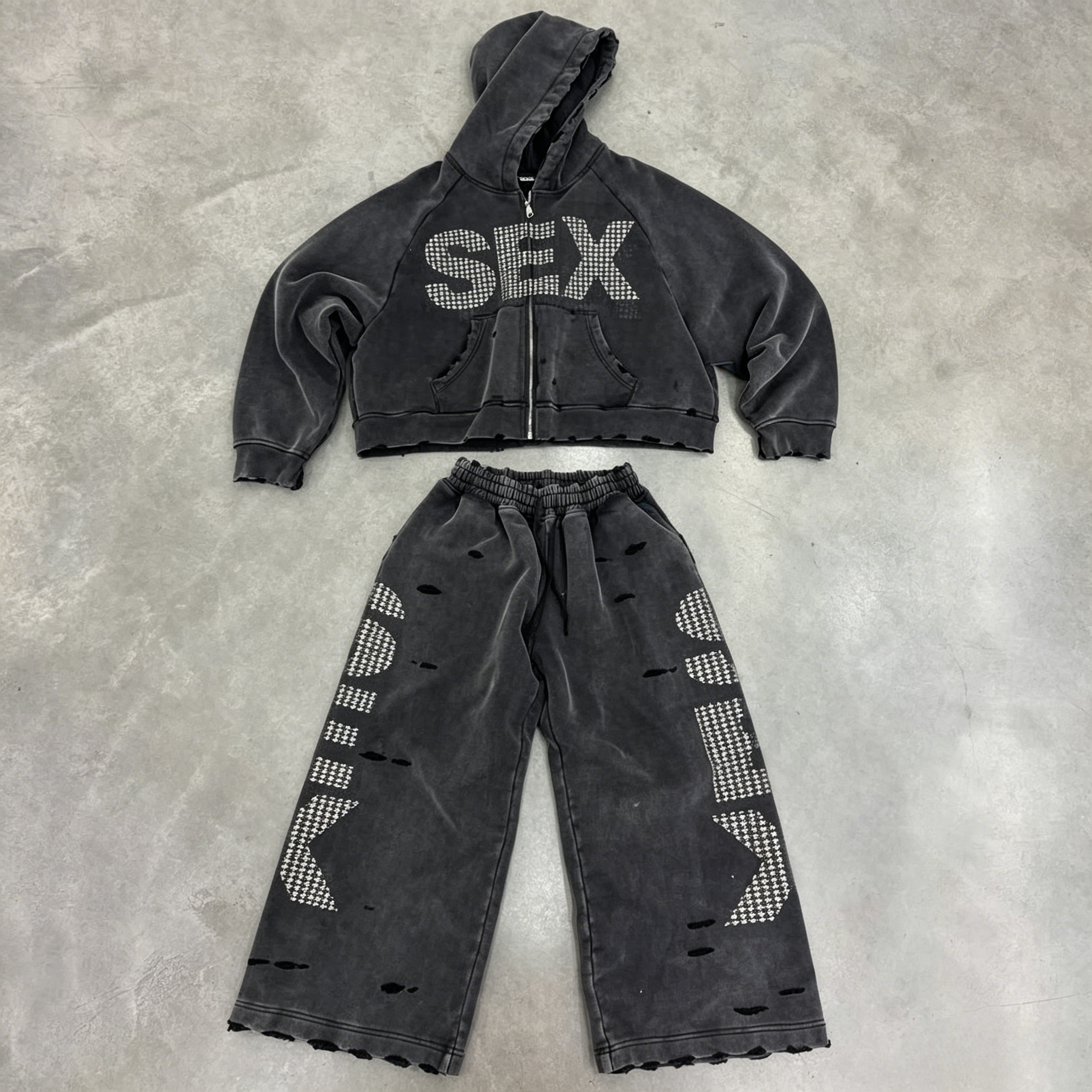 Street Fashion Harajuku - Y2K Sex Hoodie Set Oversized Retro