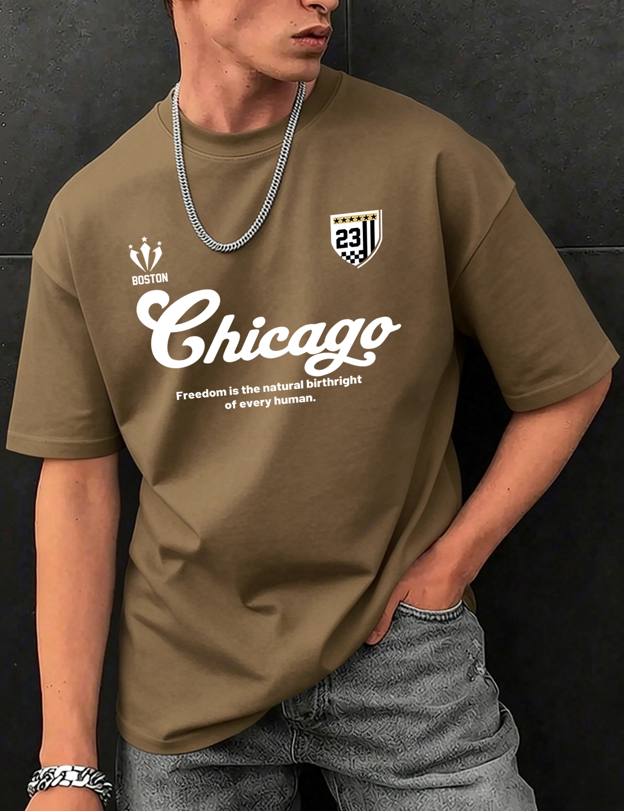 Street Fashion Chicago - Boston Chicago Number 23 Print O-Neck