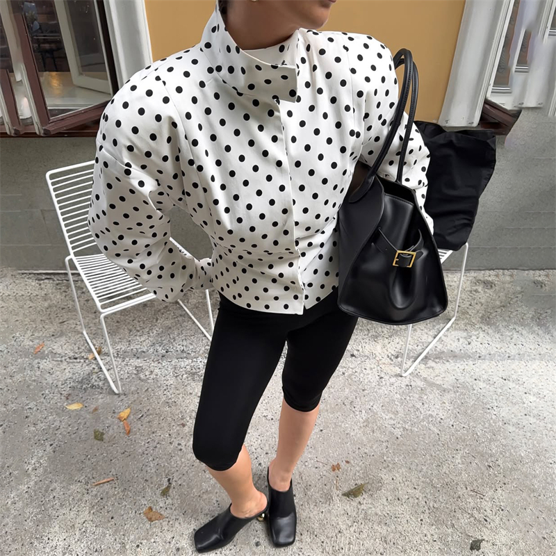 Street Fashion Necklace - Women Polka Dot Jacket Fashion Elegant