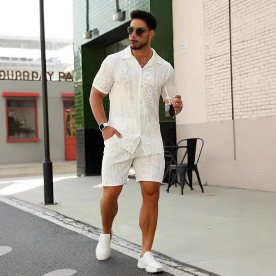 Men's 2 Piece Outfits Short Sl - Street Fashion In China avaliação e preço