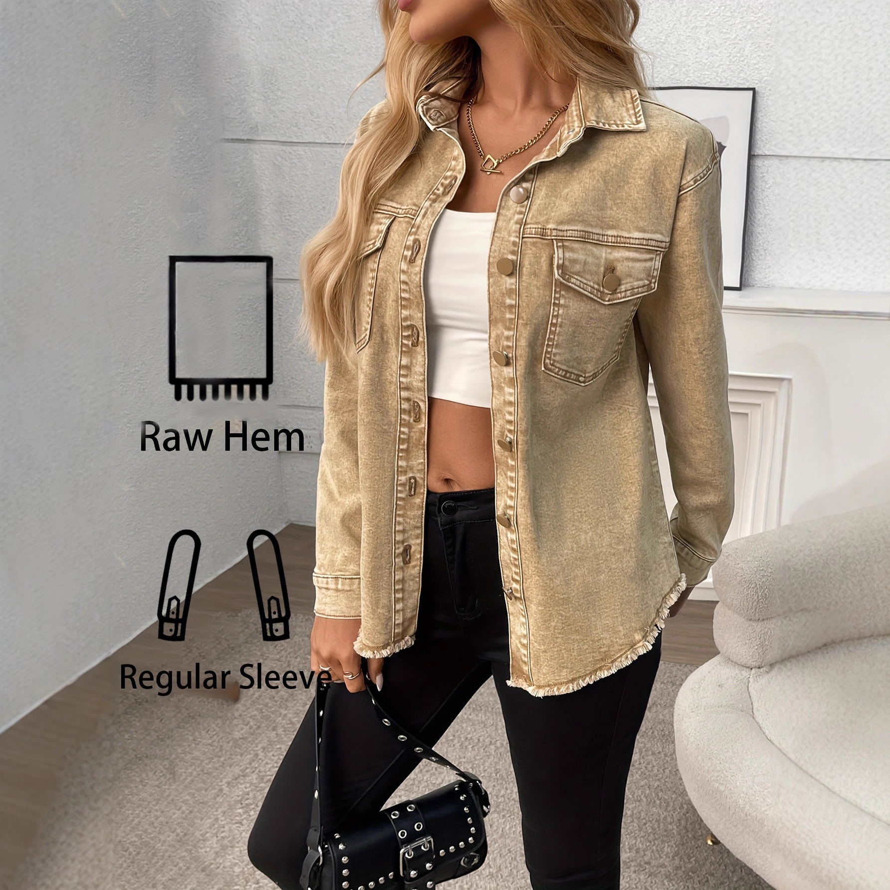 Washed Denim Shirt Jacket Wome - Street Fashion In Chinese avaliação e preço