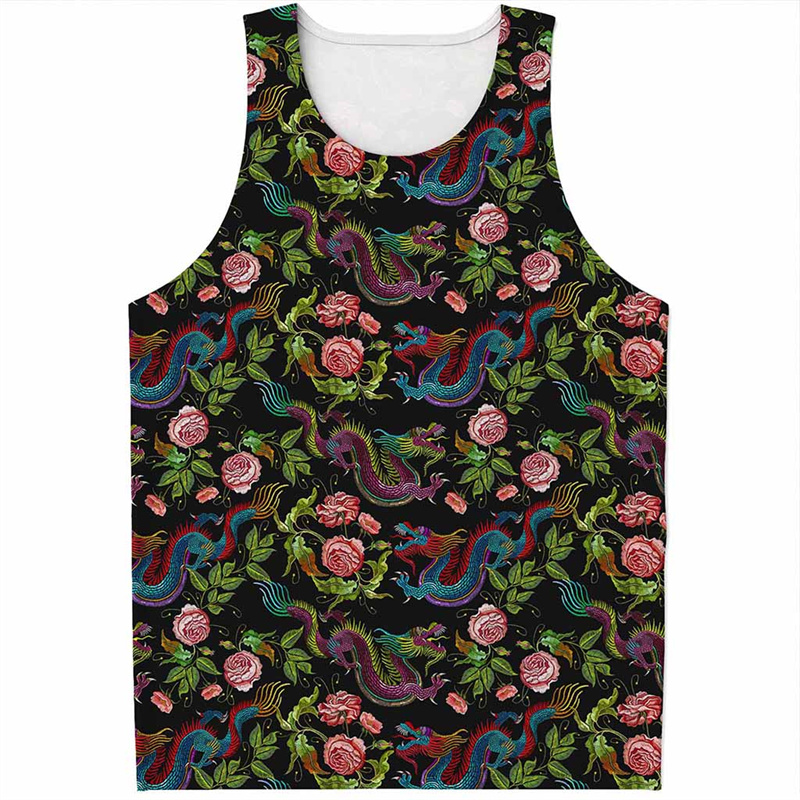 Chinese Dragon Pattern Tank To - Street Fashion In Chinese avaliação e preço