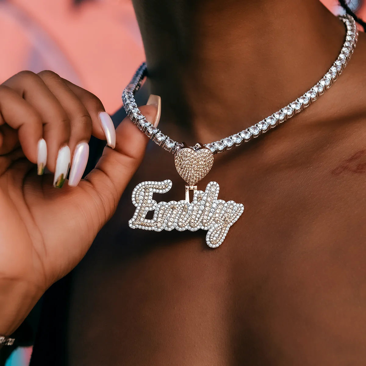 Custom Name Plate Two-Tone Scr - Street Fashion Necklace avaliação e preço