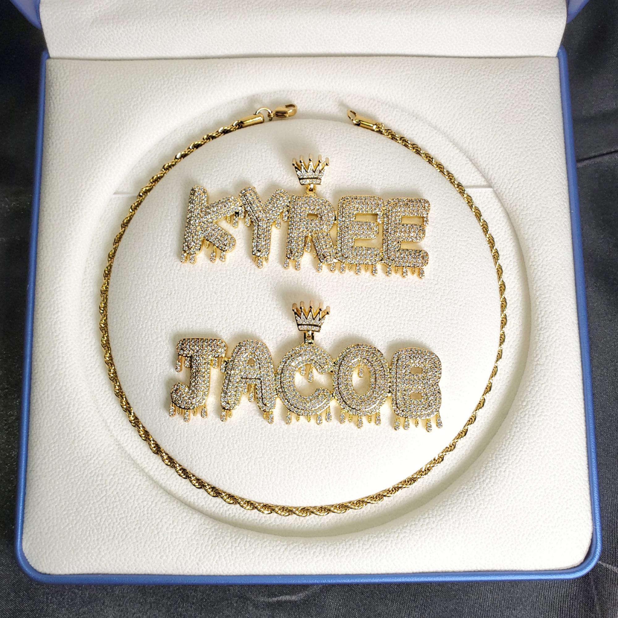 Grandbling Crowned Drip Letter - Street Fashion Necklace avaliação e preço