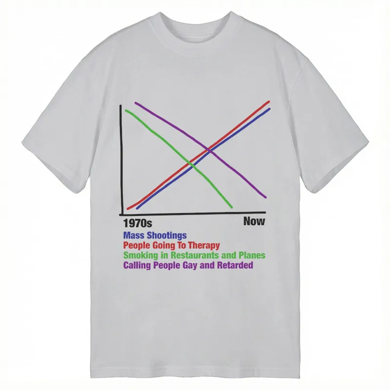 1970s Vs Now Printed Cotton T- - Street Fashion Now avaliação e preço