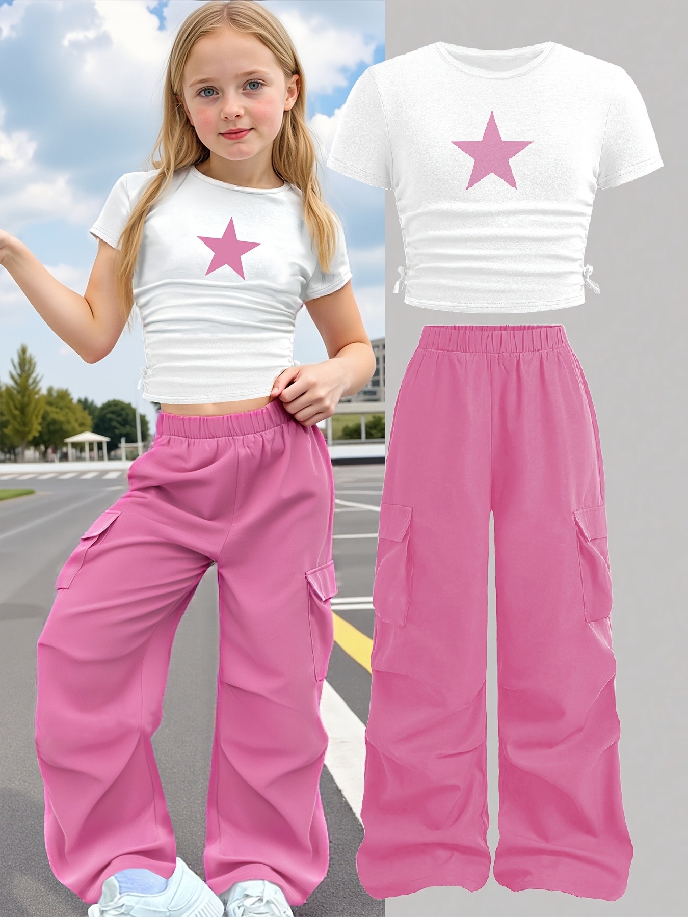 Trendy Girls 2Pcs Co-Ord, Whit - Street Fashion Co avaliação e preço