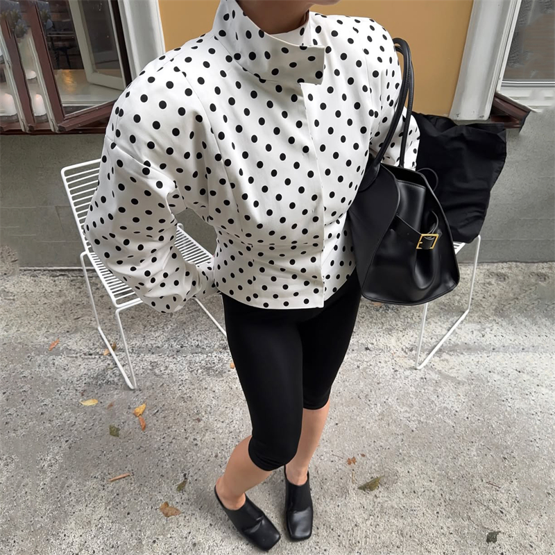 Women Polka Dot Jacket Fashion - Street Fashion Necklace avaliação e preço
