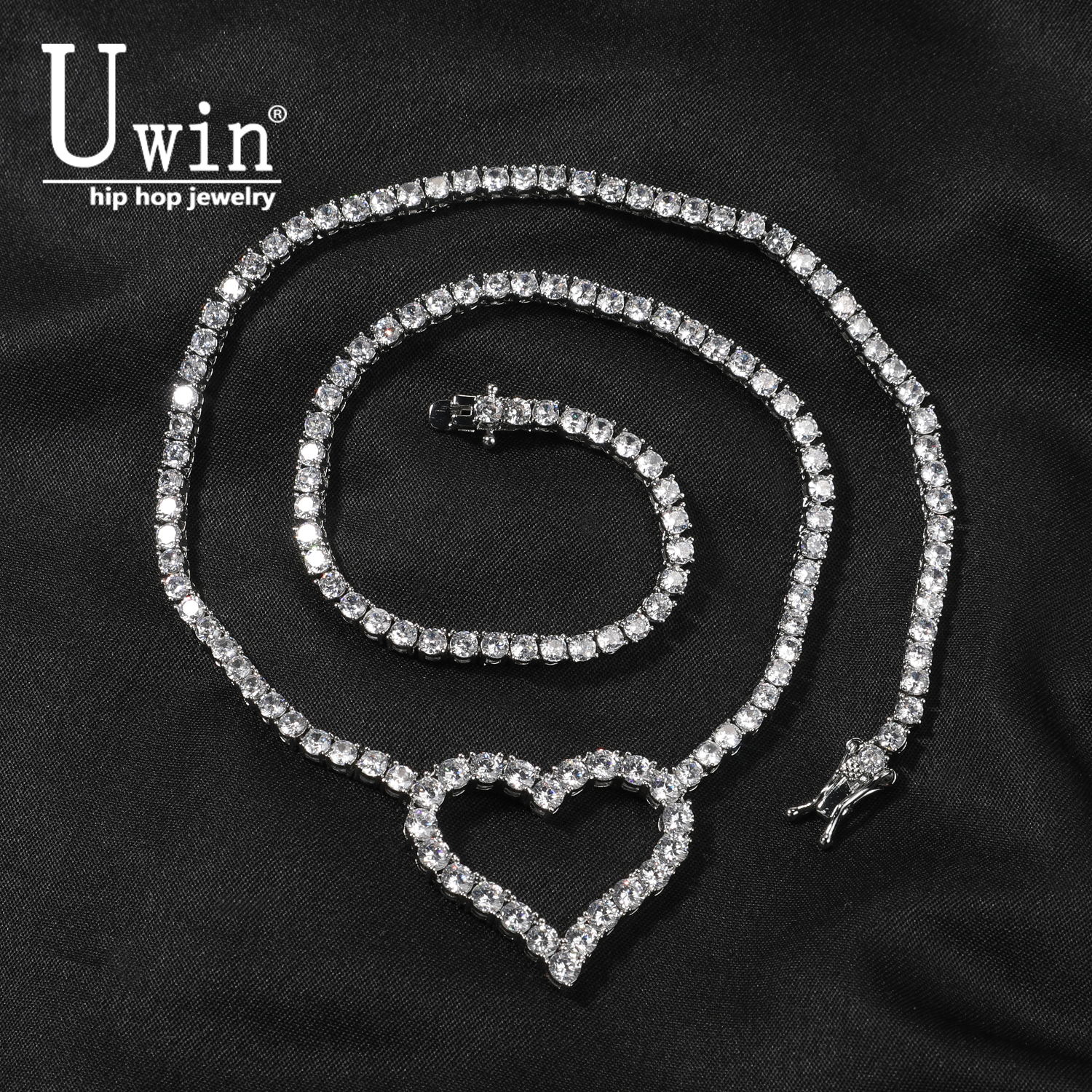 Uwin 3mm Tennis Chain With Lov - Street Fashion Necklace avaliação e preço