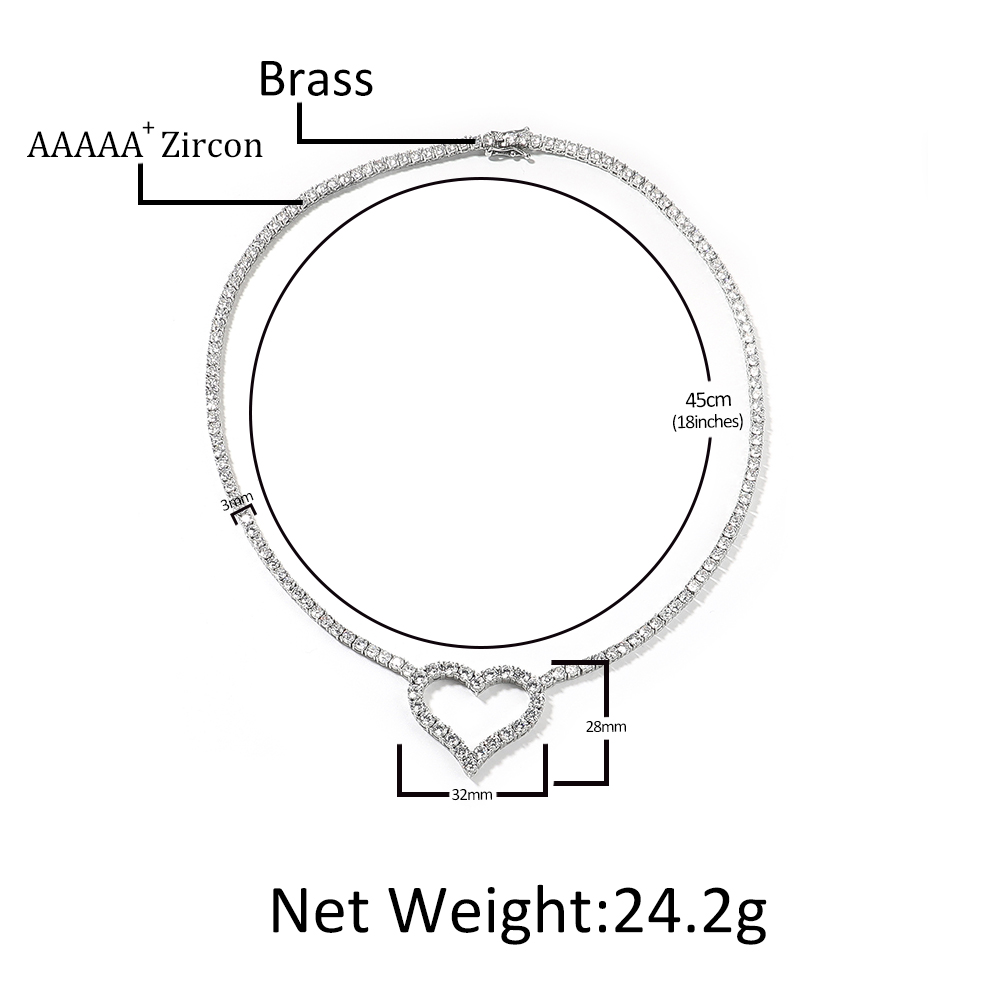 Uwin 3mm Tennis Chain With Lov - Street Fashion Necklace avaliação e preço