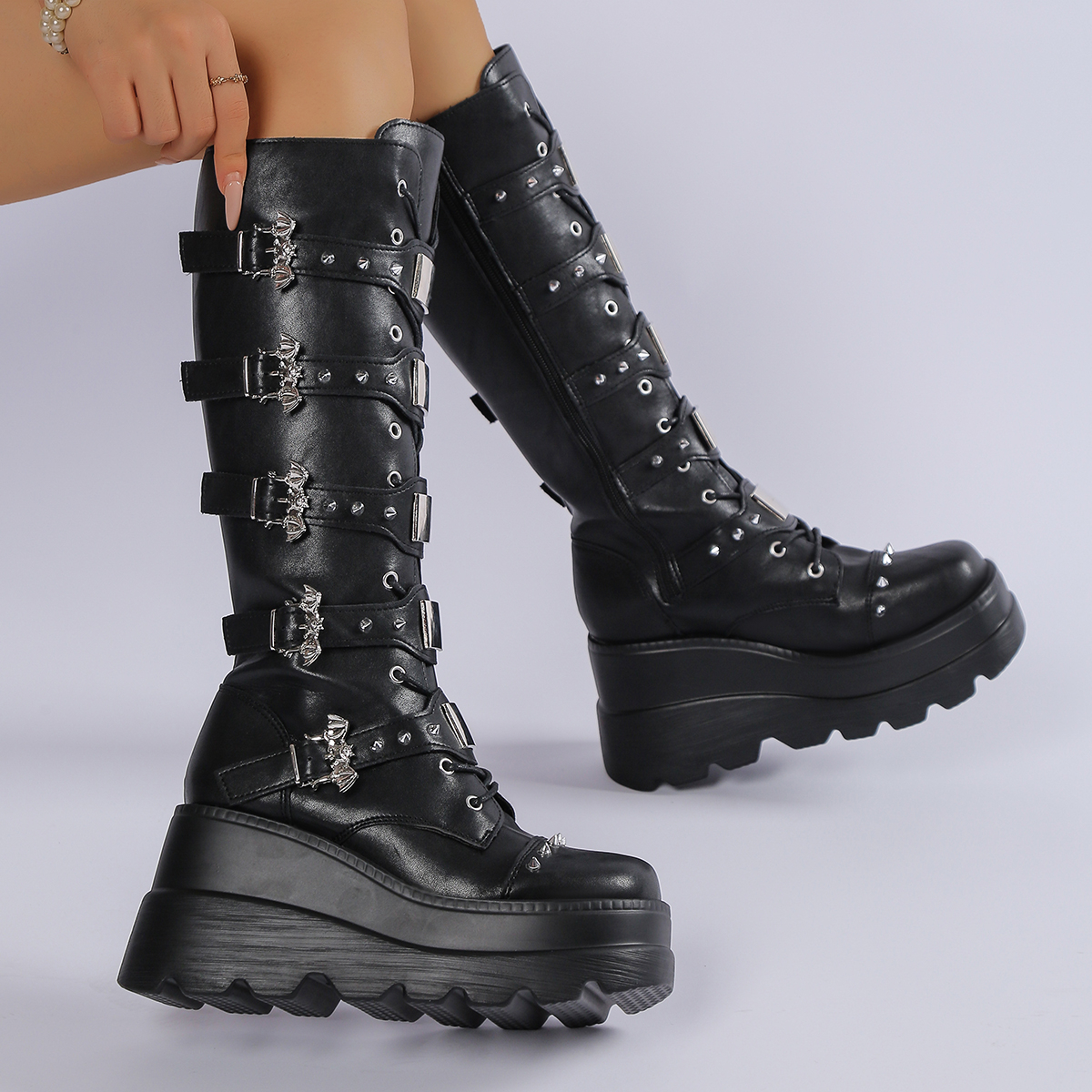 New Ladies Goth Platform Boots - Street Fashion Ladies avaliação e preço