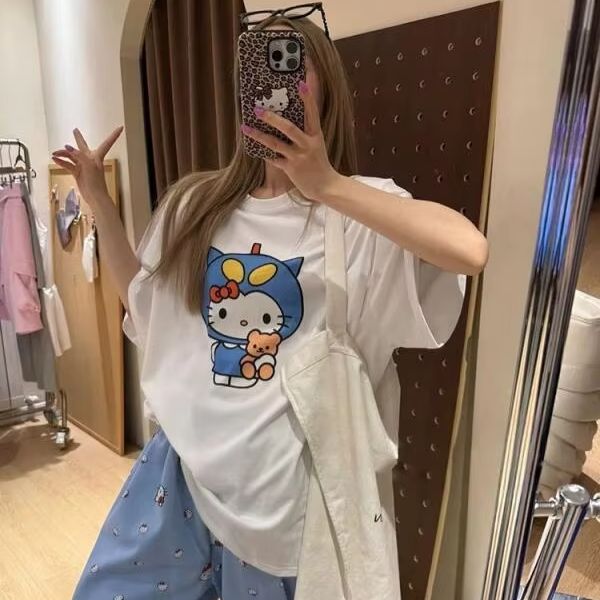 Short Sleeved Hello Kitty Prin - Street For Fashion avaliação e preço