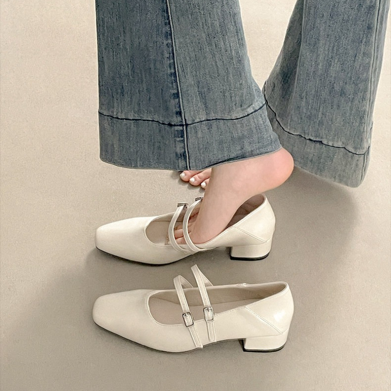 Square Toe Low Heel Women Silv - Street Fashion Ladies avaliação e preço