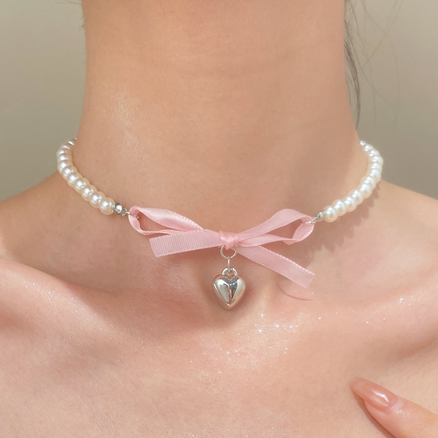 French Romantic Pink Bowknot H - Street Fashion Necklace avaliação e preço