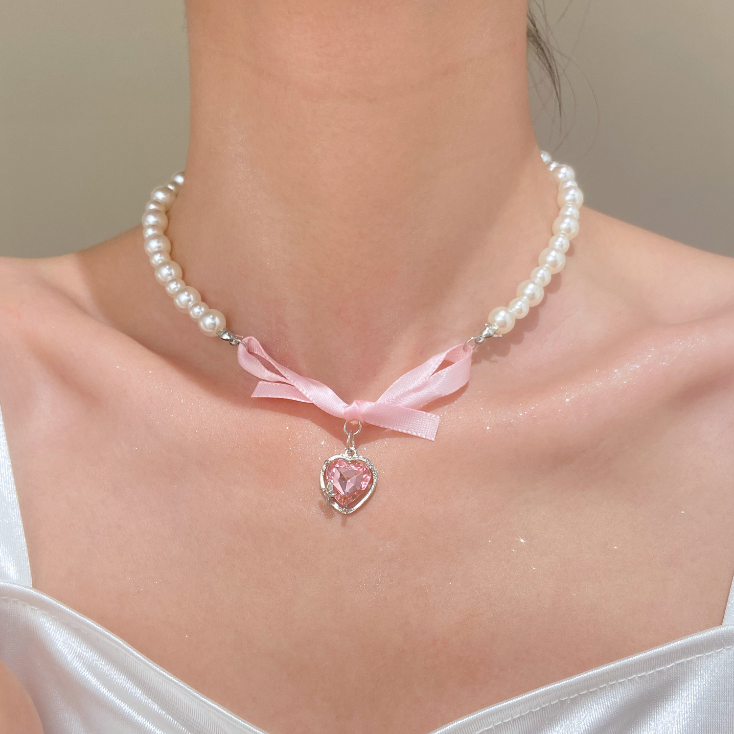 French Romantic Pink Bowknot H - Street Fashion Necklace avaliação e preço