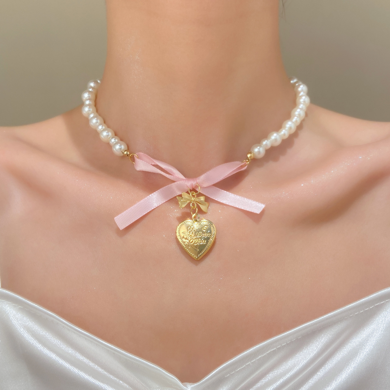 French Romantic Pink Bowknot H - Street Fashion Necklace avaliação e preço